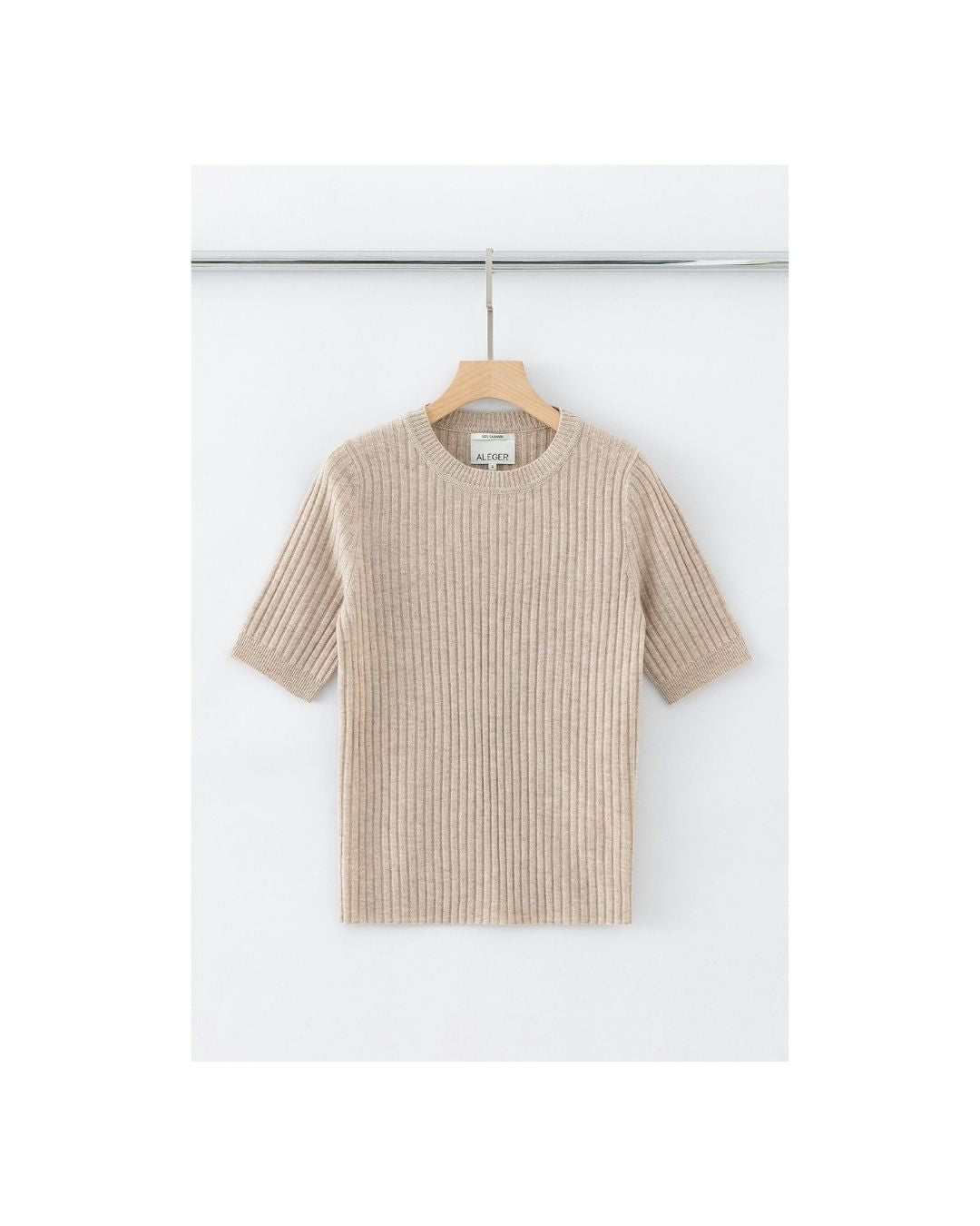 N.48 ALEGER 100% Cashmere Short Sleeve T - CHAMPAGNE