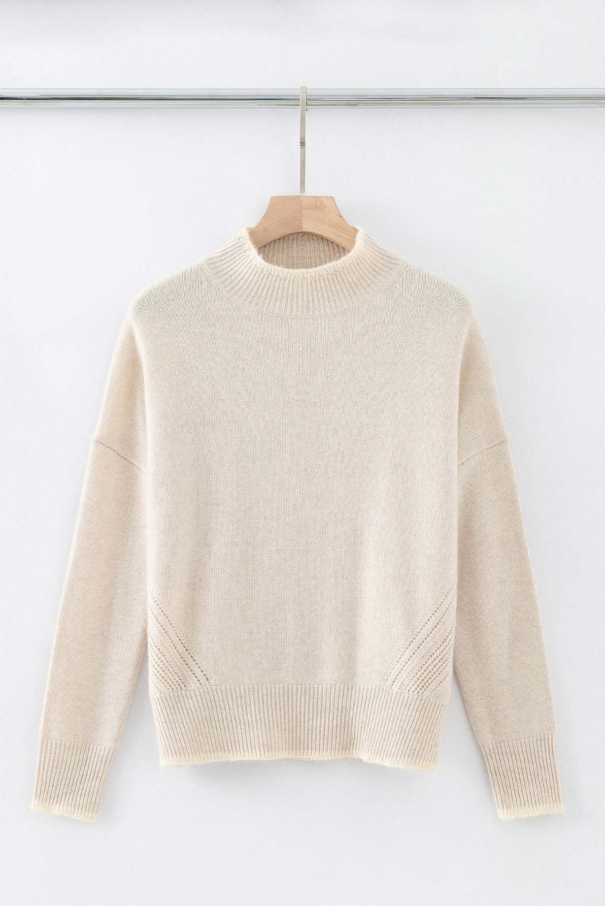 N.08 CASHMERE BLEND CONTRAST CREW SWEATER - SHELL - Only XS Left