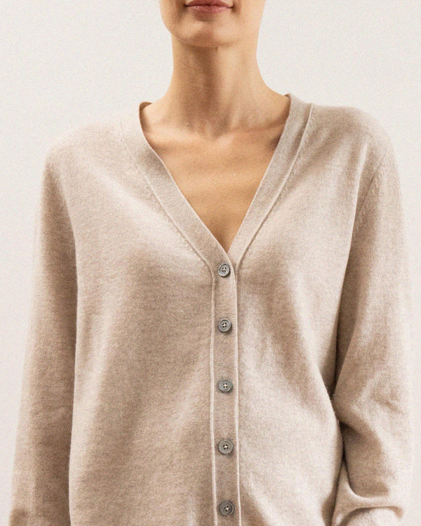 N.05 CASHMERE BLEND OVERSIZED CARDIGAN - CHAMPAGNE