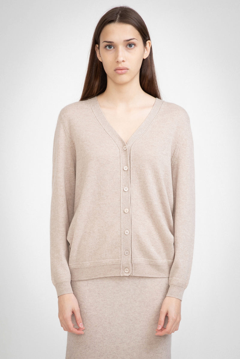 N.05 CASHMERE BLEND OVERSIZED CARDIGAN - CHAMPAGNE - Only S, L Left