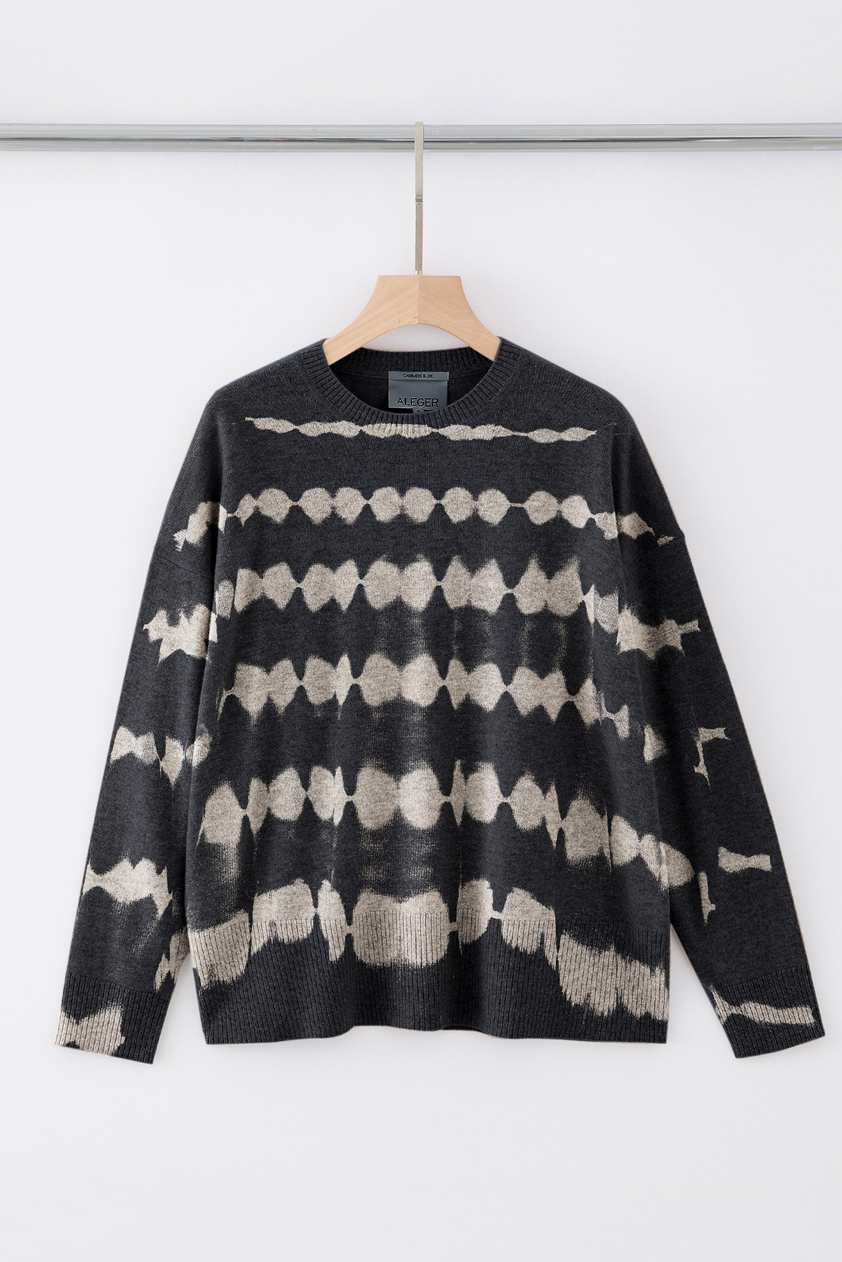 N.20 CASHMERE BLEND OVERSIZE CREW - BLACKISH TIE DYE - Restocked!