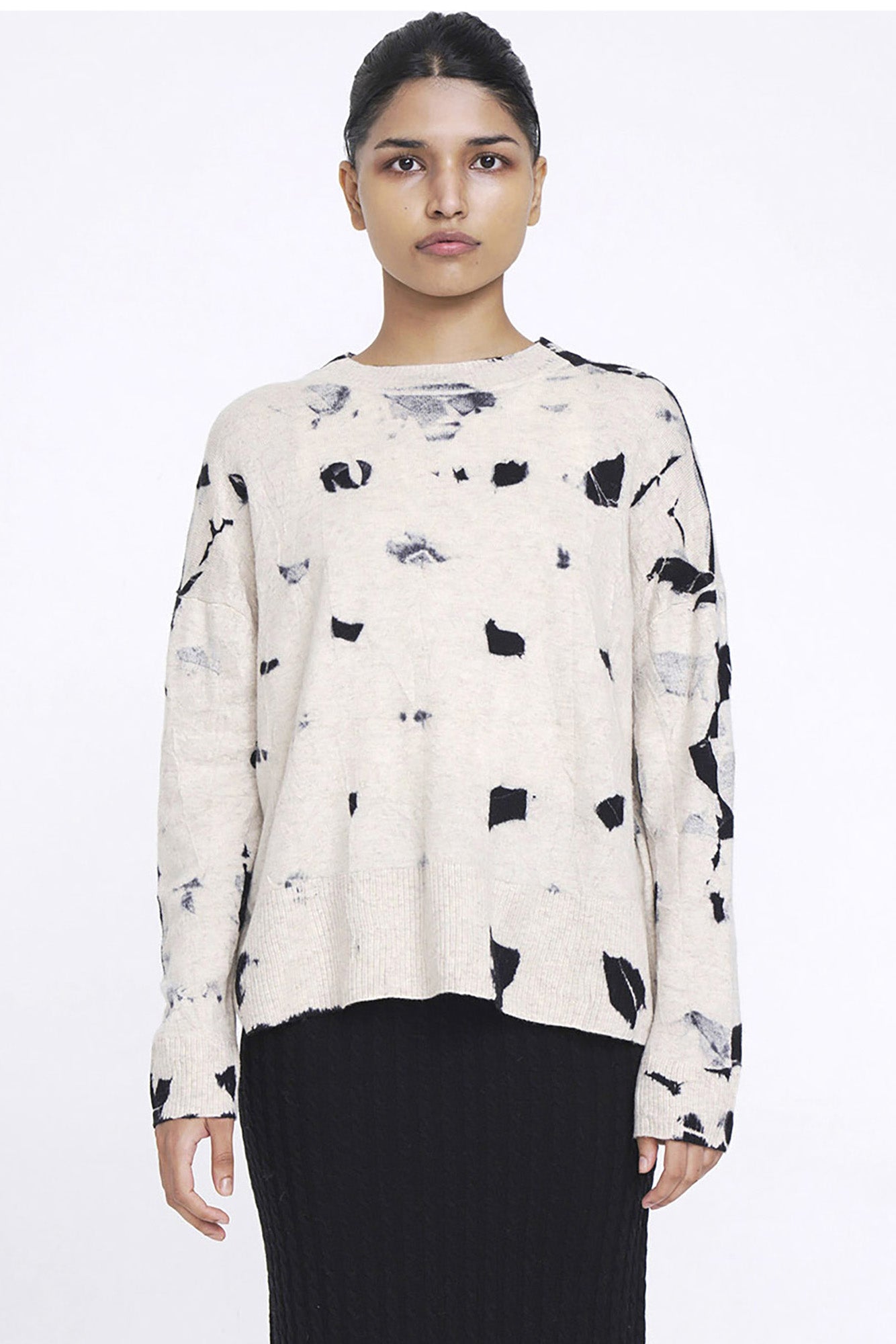 N.20 CASHMERE BLEND OVERSIZE CREW  -  GUERNICA TIE DYE