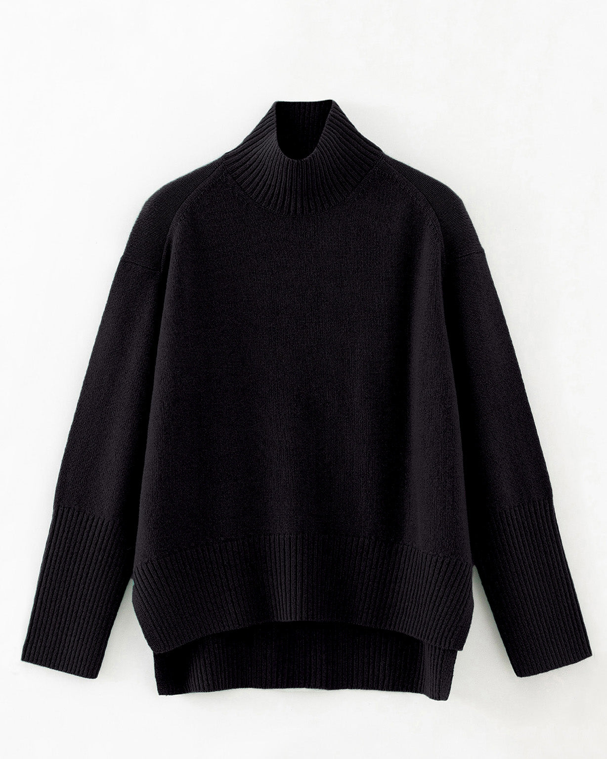 N.07 CASHMERE BLEND CHUNKY POLO - BLACK