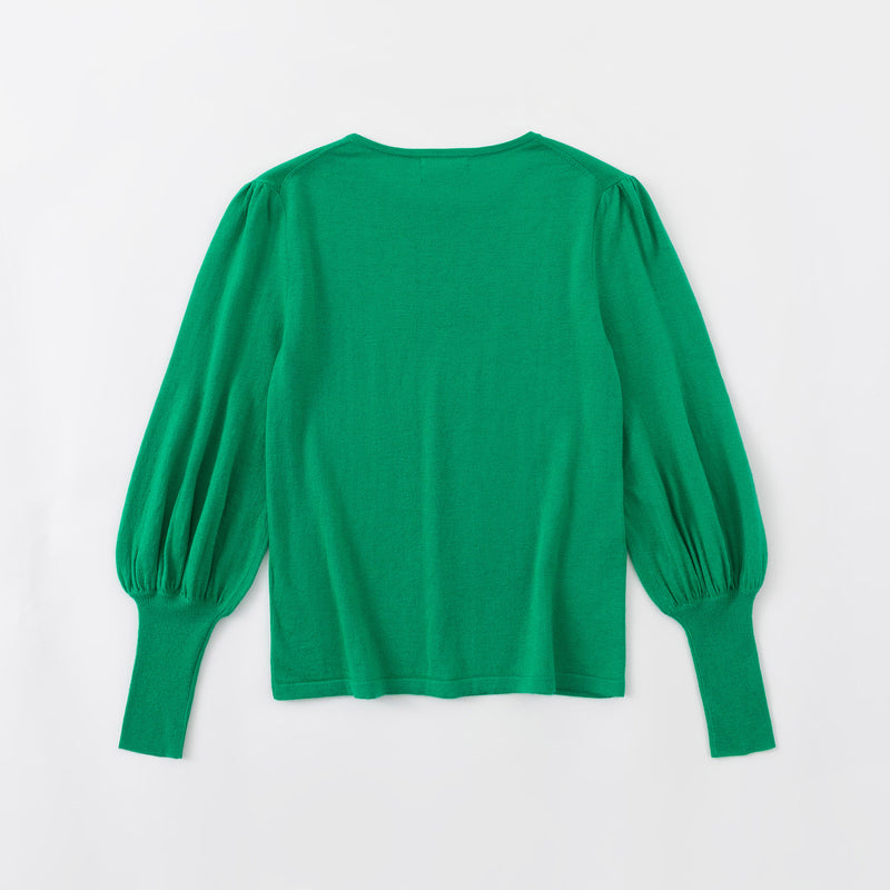 N.33 ALEGER Cashmere Blend Bell Sleeve Sweater - KELLY GREEN