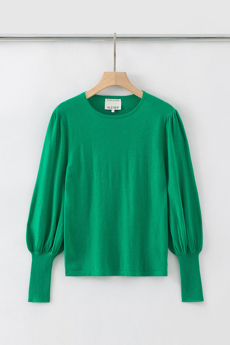 N.33 ALEGER Cashmere Blend Bell Sleeve Sweater - KELLY GREEN