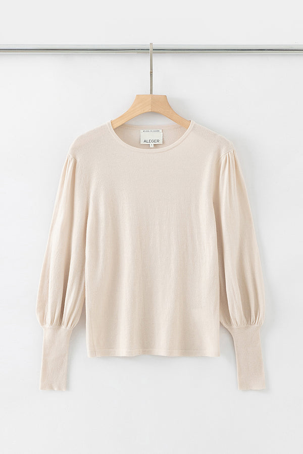 N.33 ALEGER Cashmere Blend Bell Sleeve Sweater - LIGHT SHELL