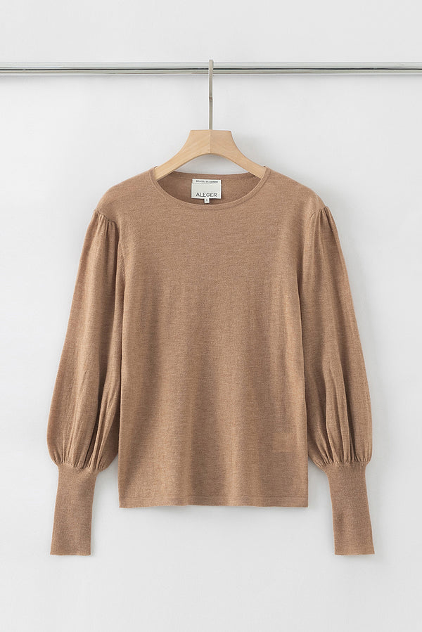 N.33 ALEGER Cashmere Blend Bell Sleeve Sweater - NUTMEG