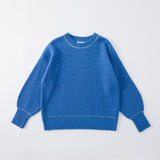 N.43 CASHMERE BLEND CHUNKY CROPPED SWEATER - BLUE BLUE - Only S Left