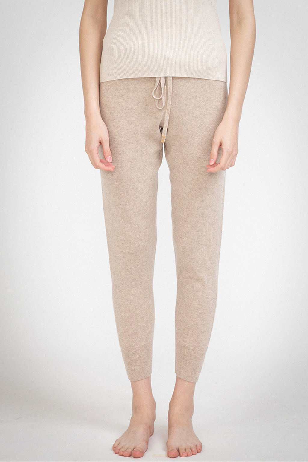 N.52 ALEGER 100% Cashmere Side Stripe Lounge Pant - POLAR GREY