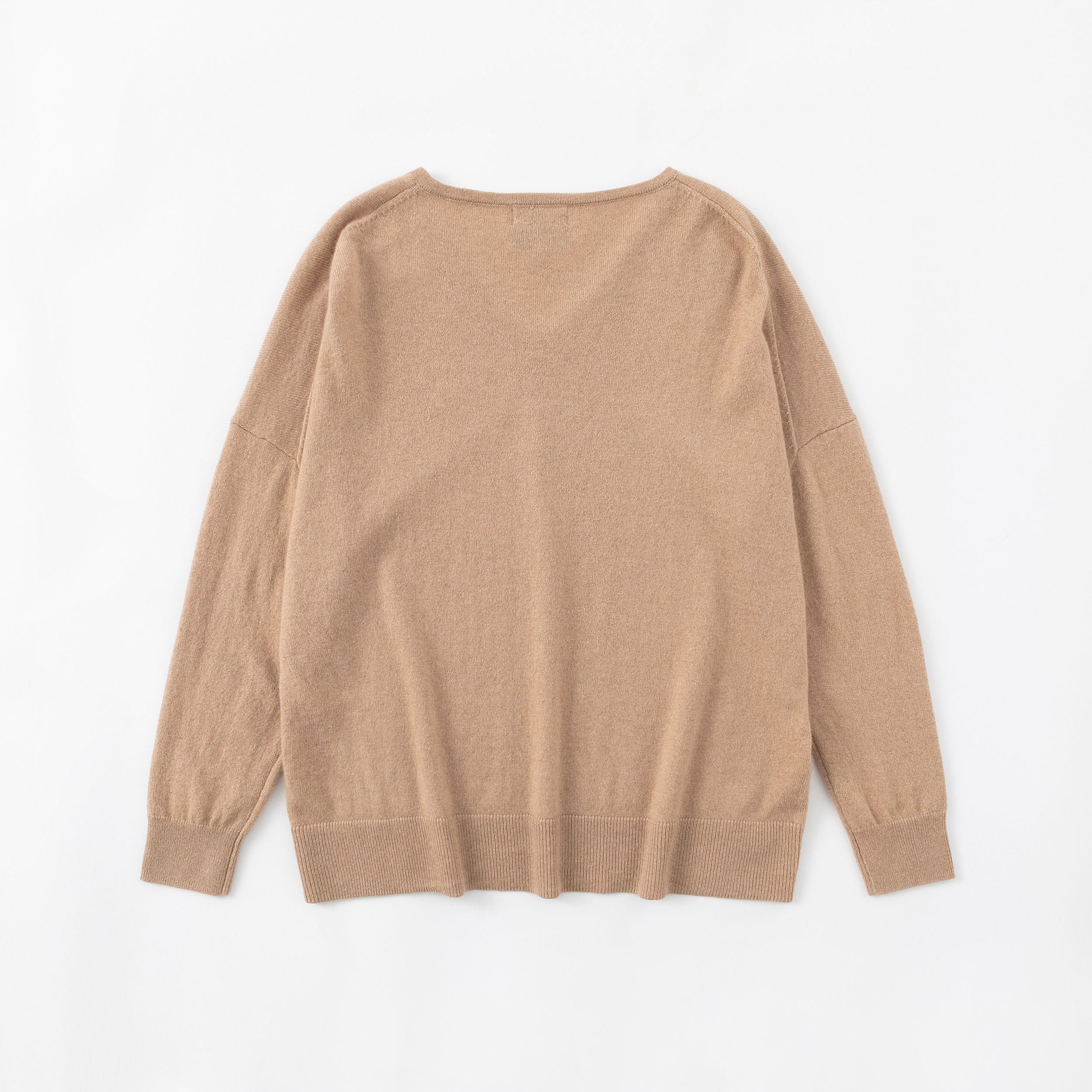 N.29 100% CASHMERE OVERSIZED V NECK -TAN