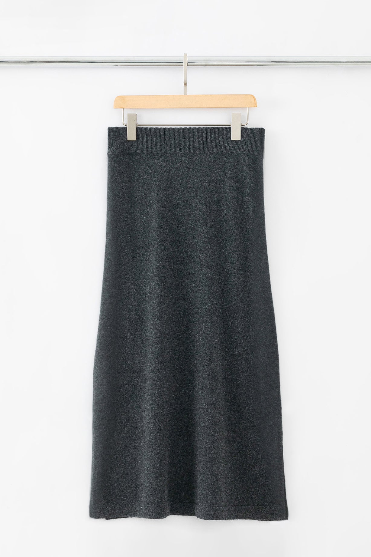 N.56 CASHMERE BLEND A-LINE SKIRT - DARK MARL GREY