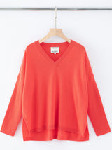 N.69 LOW V NECK FINE GAGUE SWEATER - PERSIMON - Only S Left