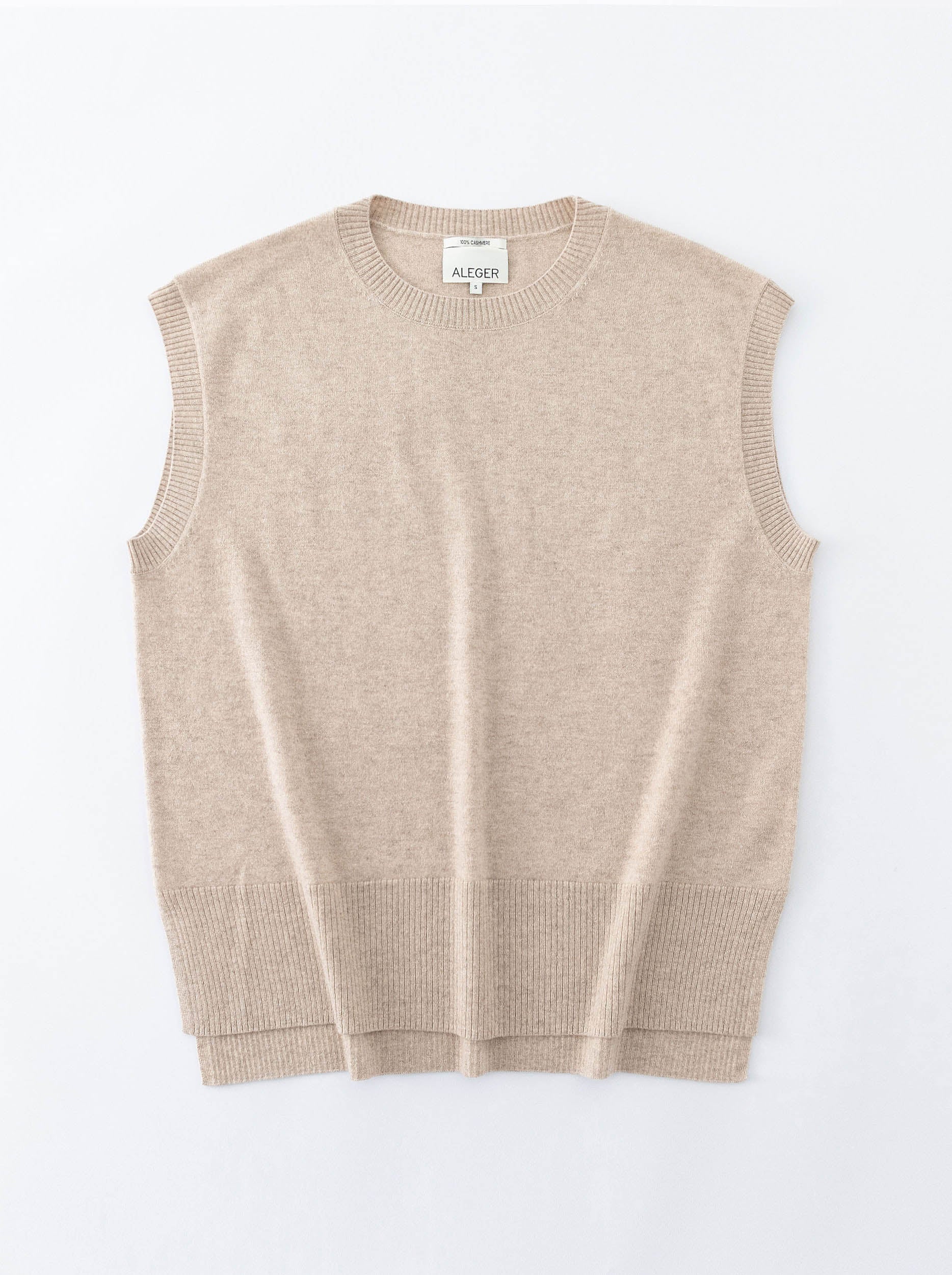 N.87 HIGH LOW HEM CREW VEST - CHAMPAGNE - Only XS  Left