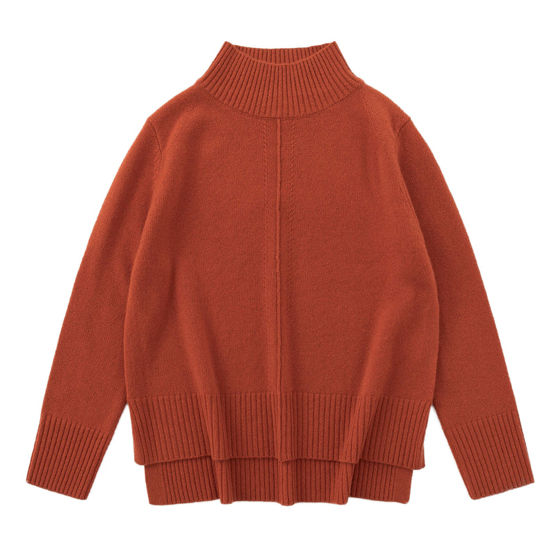 N.93 CASHMERE BLEND MINI CABLE DETAIL FUNNEL NECK - SIENNA