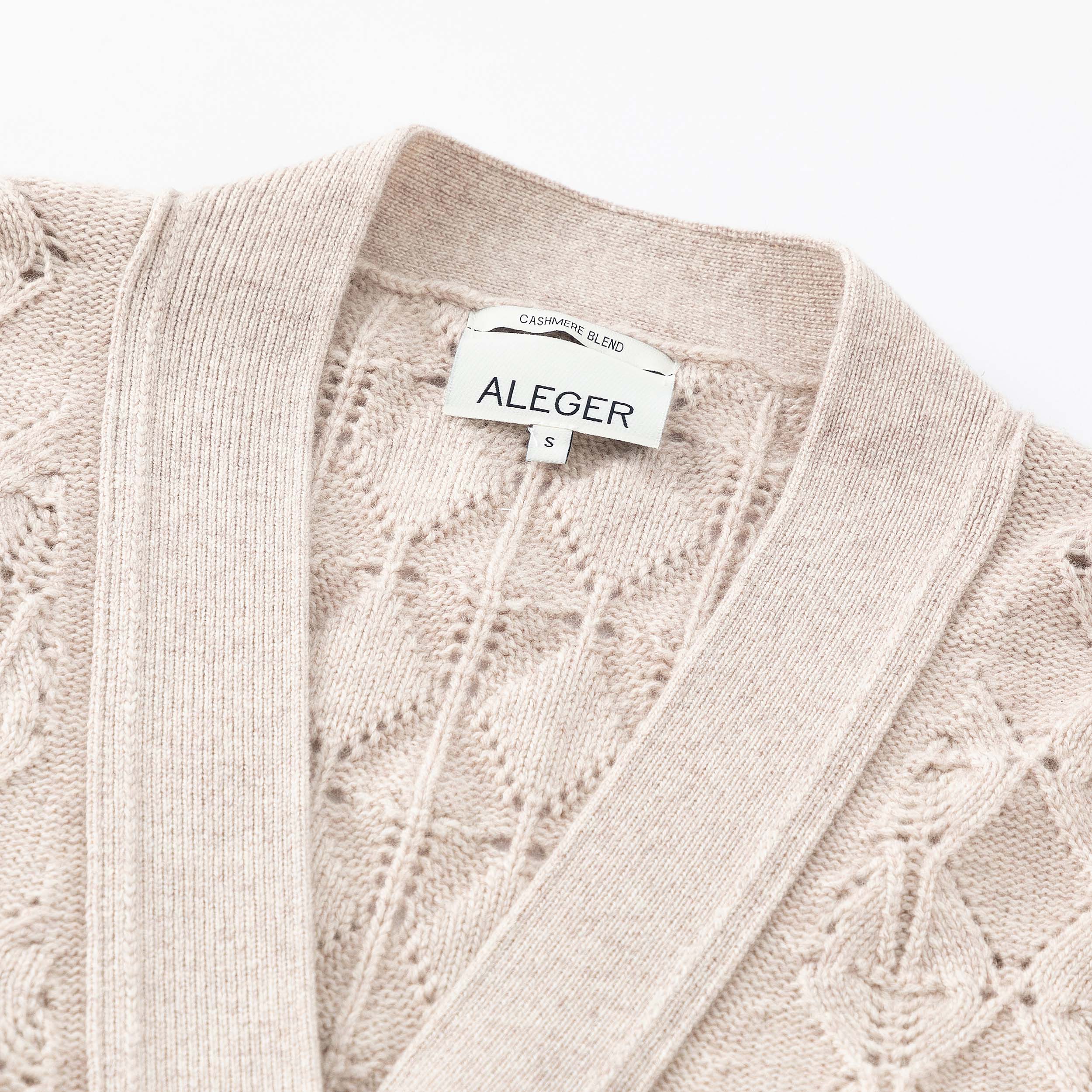 N.101 CASHMERE BLEND DIAMOND DETAIL HI-LO CARDIGAN - OATS