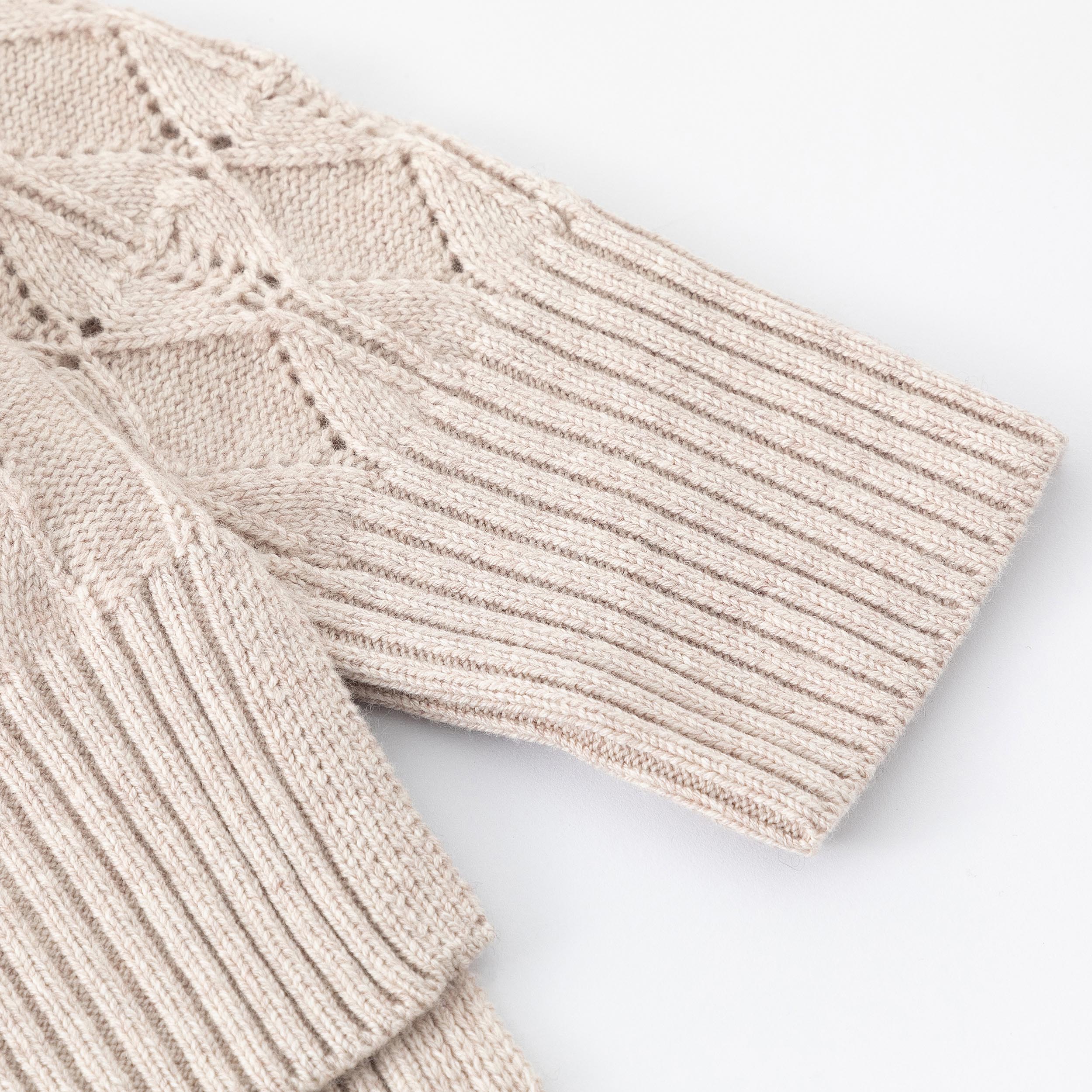 N.101 CASHMERE BLEND DIAMOND DETAIL HI-LO CARDIGAN - OATS