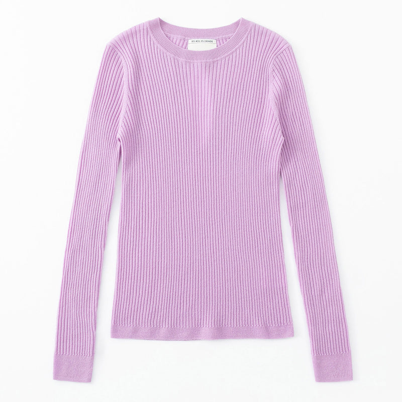 N.78 CASHMERE BLEND RIB KEYHOLE DETAIL CREW - ORCHID