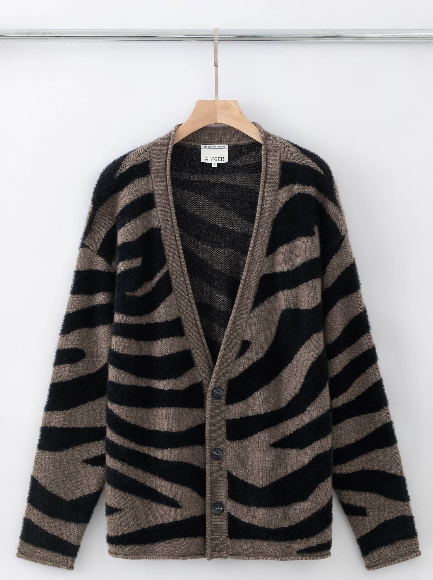 SAMPLE-N.107 MOCK MINK JACQUARD CARDIGAN - SIZE S