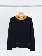 N.13 ALEGER 100% Cashmere Contrast Crew - MIDNIGHT NAVY - ONLY XS LEFT