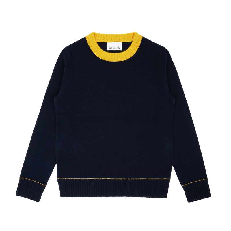 N.13 ALEGER 100% Cashmere Contrast Crew - MIDNIGHT NAVY - ONLY XS LEFT