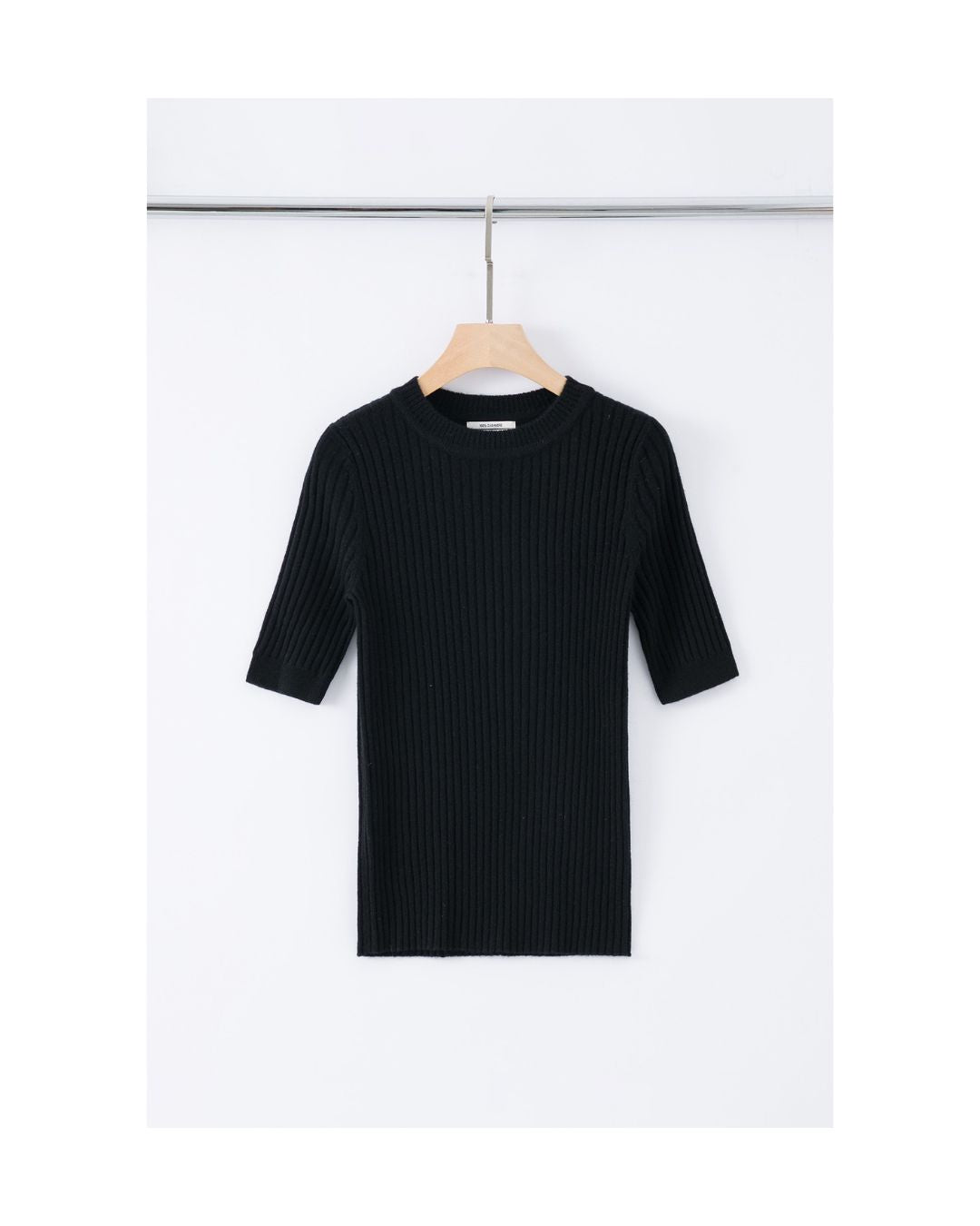 N.48 ALEGER 100% Cashmere Short Sleeve T - BLACK