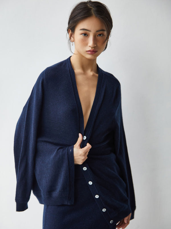 N.05 CASHMERE BLEND OVERSIZED CARDIGAN - MIDNIGHT - Only S & L Left