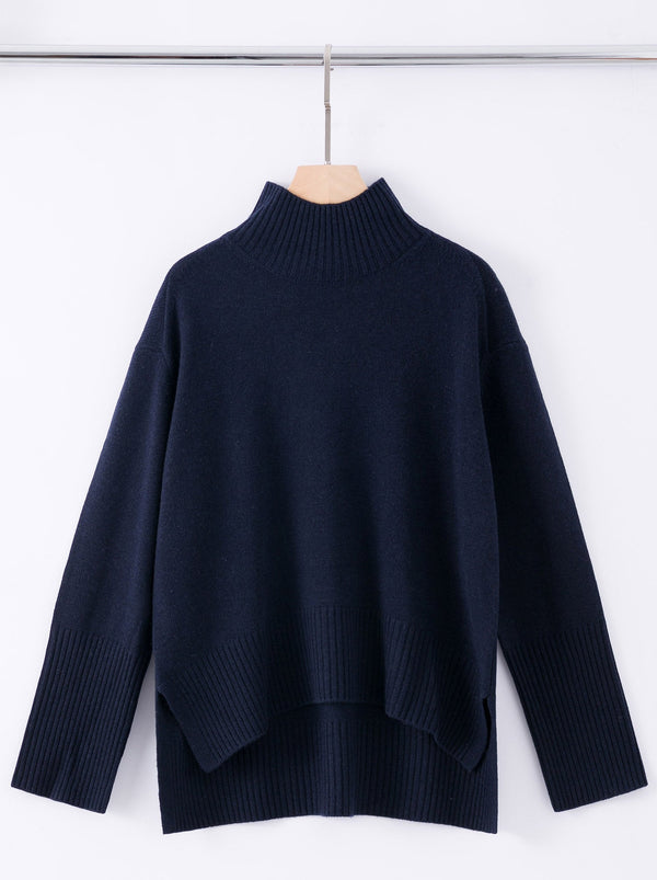 N.07 CASHMERE BLEND CHUNKY POLO - NAVY