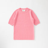 N.48 100% CASHMERE SHORT SLEEVE T - FLAMINGO -  Only S Left